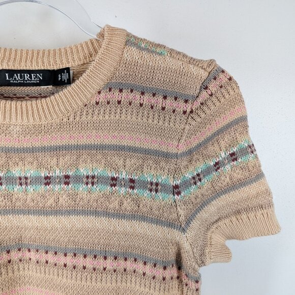 Ralph Lauren Black Label Knit Tan Sweater Size Small Librarian Fall Preppy Linen - Picture 4 of 8